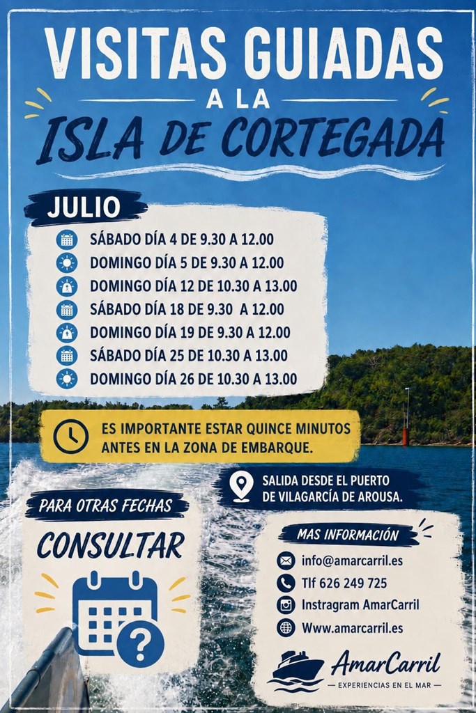 VISITAS GUIADAS A LA ISLA DE CORTEGADA JULIO